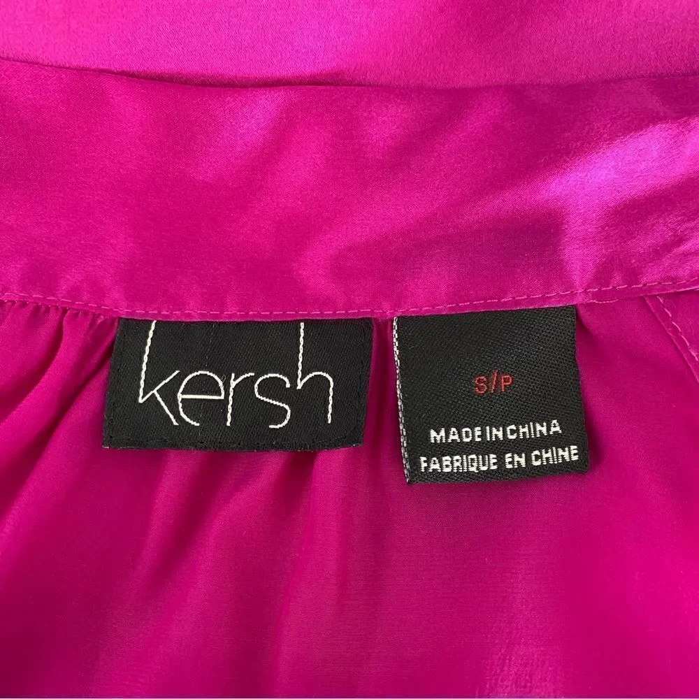Kersh Hot Pink Halter Top Barbie Mock Turtleneck Side Bowtie SZ S